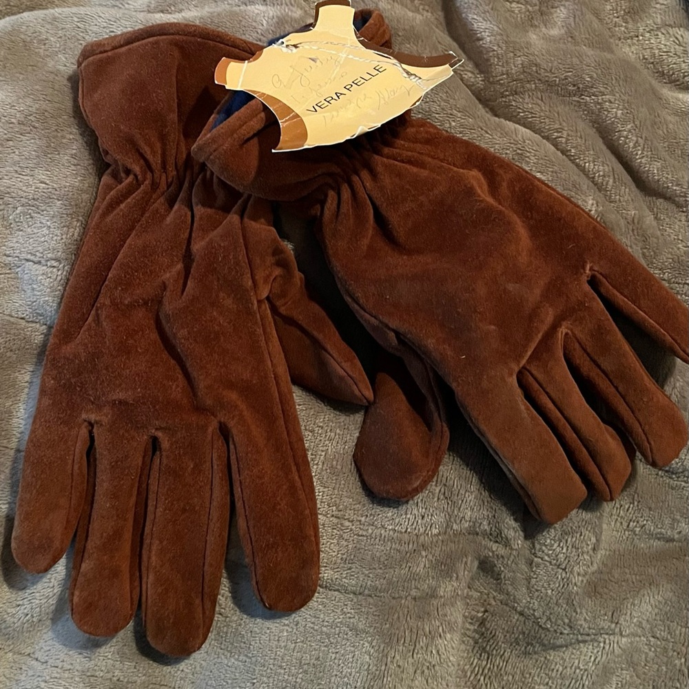 Vera Pelle Brown Suede Gloves